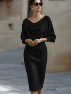 Gaia | Abito Midi Donna con Scollo Rotondo