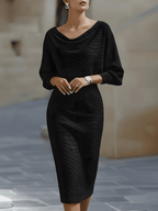 Gaia | Abito Midi Donna con Scollo Rotondo