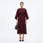Abito midi donna con cintura da annodare e linea ad A