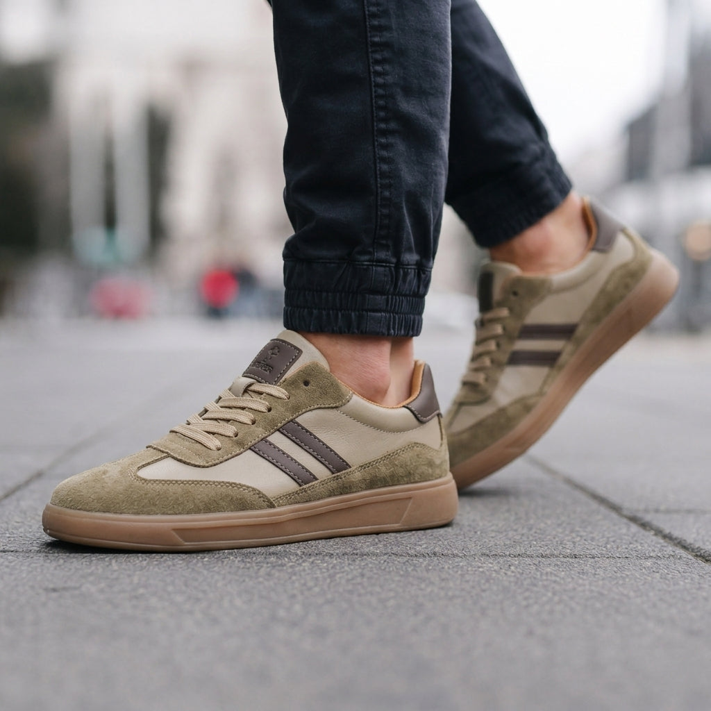 Sneaker uomo retrò con strisce a contrasto