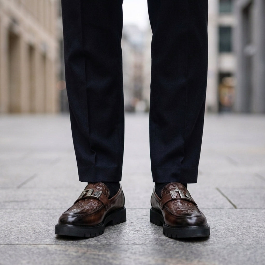 Simone | Mocassini Uomo con Texture Coccodrillo