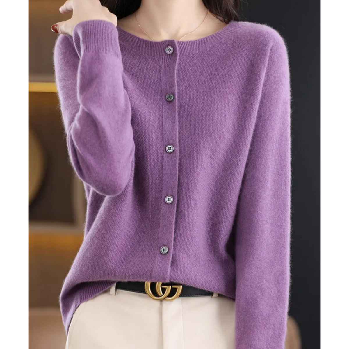 Cardigan da donna in maglia con bottoni