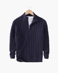 Maglione uomo con trecce e mezza zip