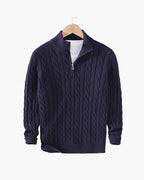 Maglione uomo con trecce e mezza zip