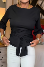 Top donna in maglia con fascia in vita