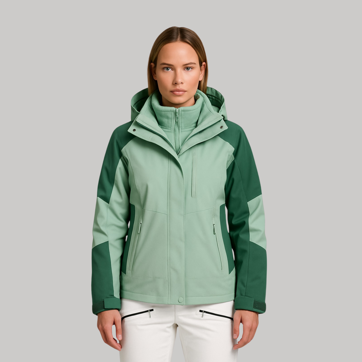 Giacca 3 in 1 da donna impermeabile con cappuccio