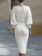 Gaia | Abito Midi Donna con Scollo Rotondo