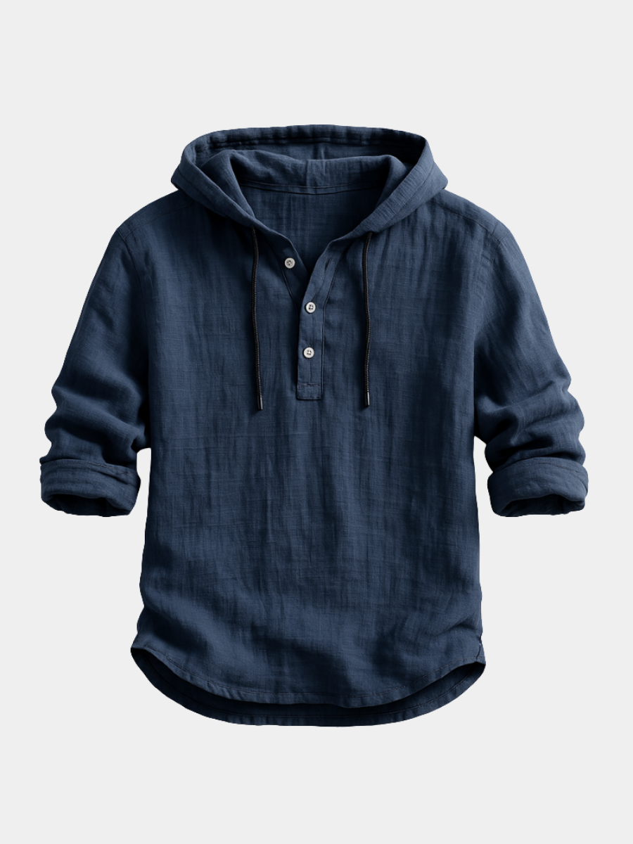 Camicia uomo in lino con cappuccio
