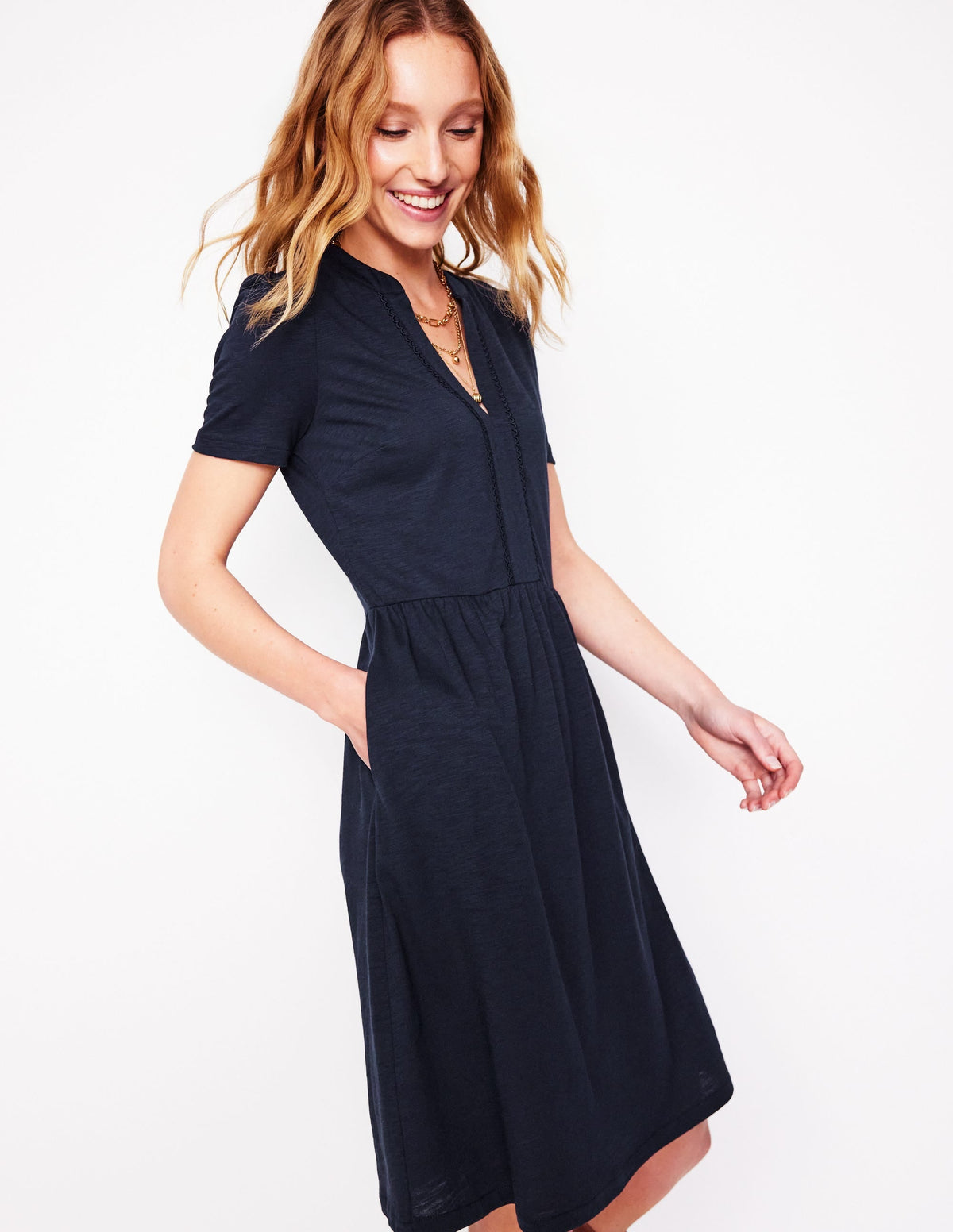 Flavia | Abito Donna a Maniche Corte Blu Navy