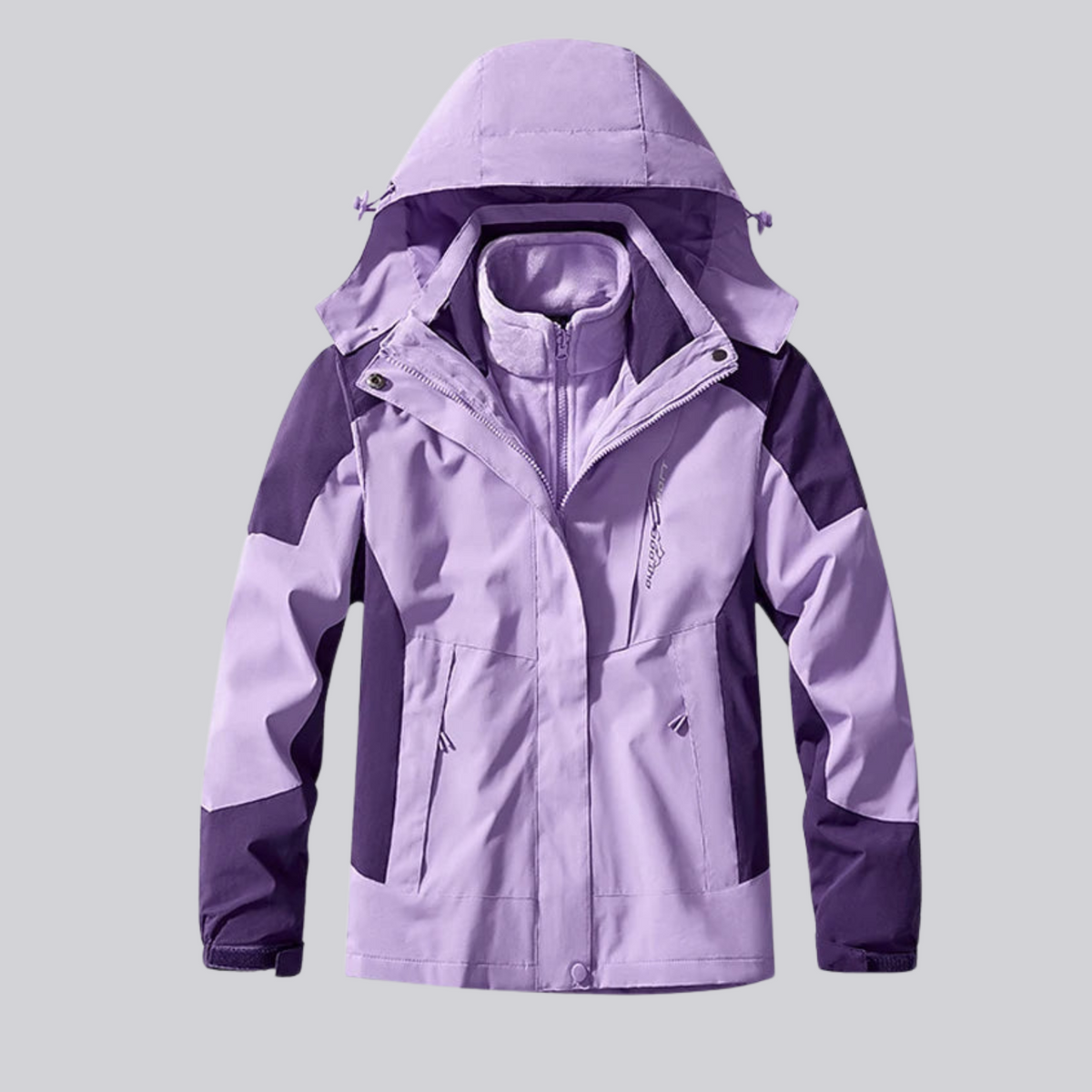 Giacca 3 in 1 da donna impermeabile con cappuccio