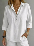 Blusa donna con abbottonatura e maniche 3/4