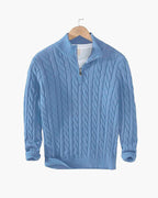 Maglione uomo con trecce e mezza zip