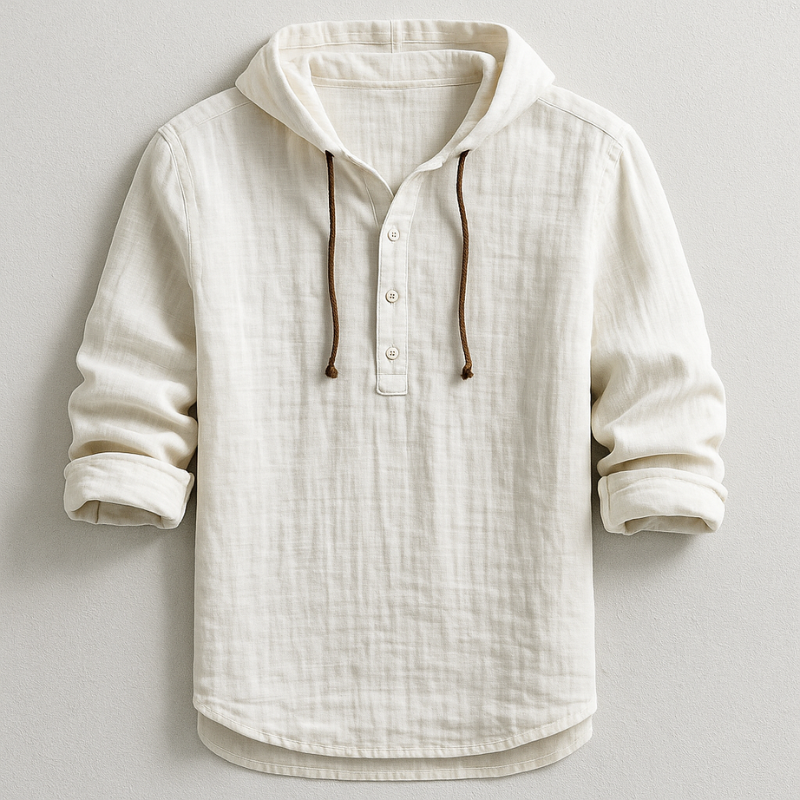 Camicia uomo in lino con cappuccio