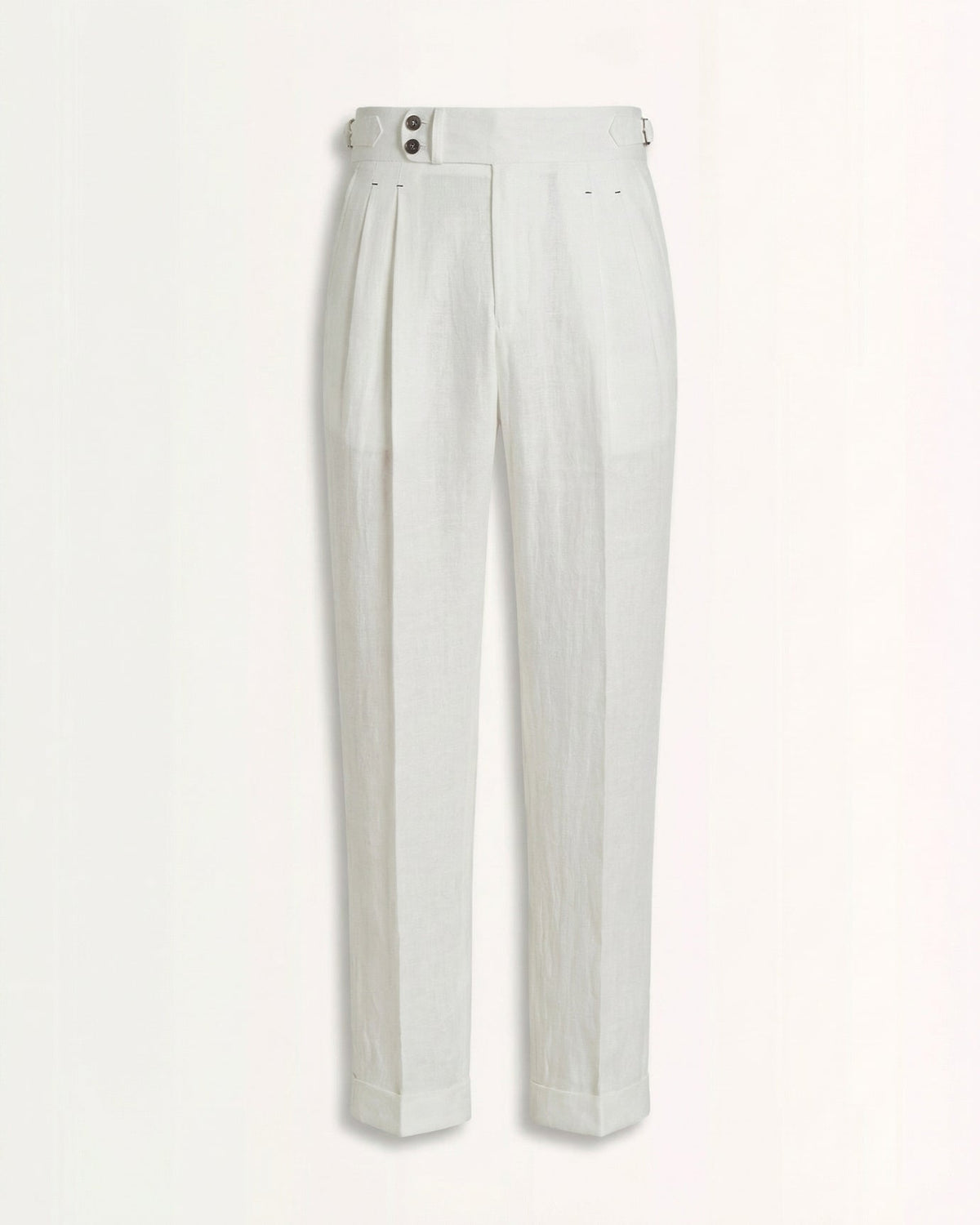 Pantaloni uomo leggeri con pince e vita alta
