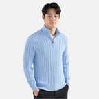 Maglione uomo con trecce e mezza zip