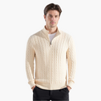 Maglione uomo con trecce e mezza zip