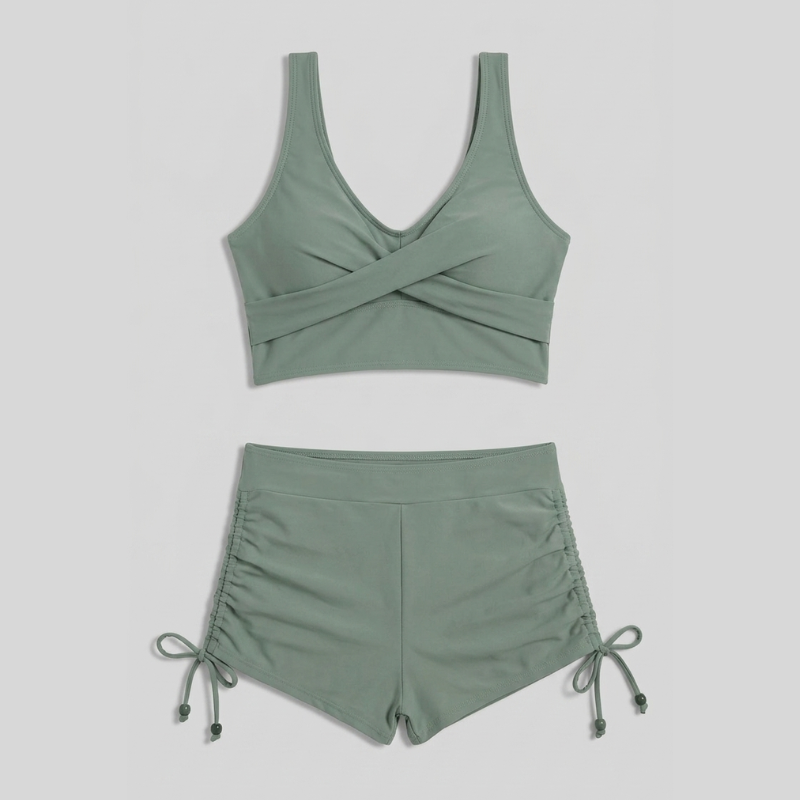 Bikini donna a vita alta verde militare