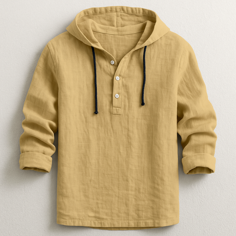 Camicia uomo in lino con cappuccio