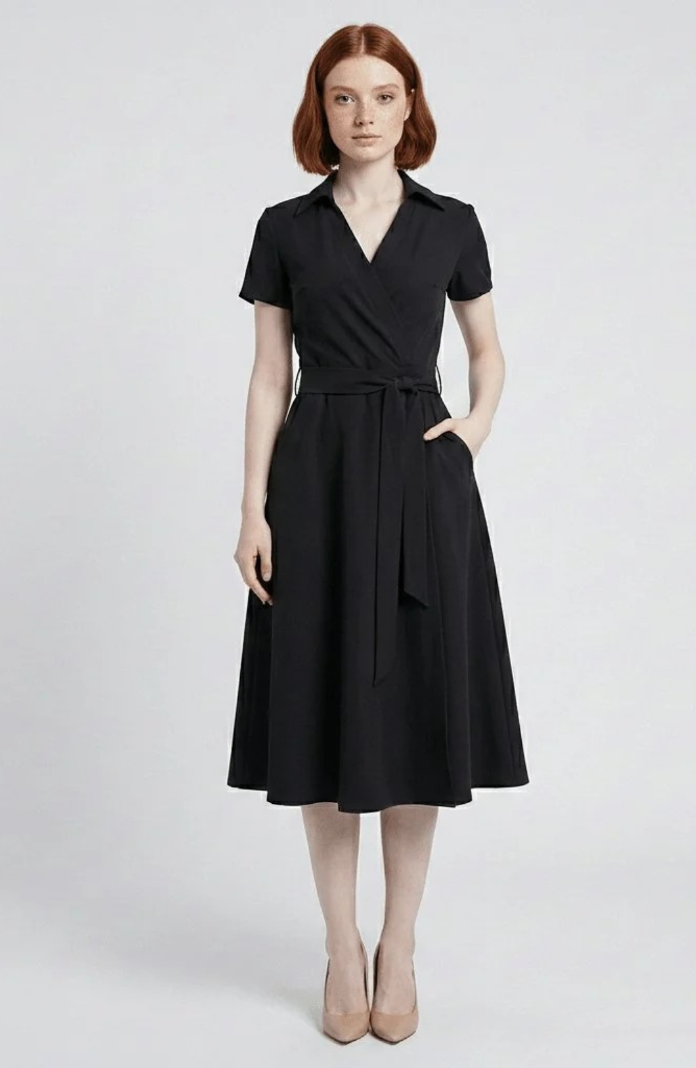 Elise | Abito midi da donna con scollo a V e taglio avvolgente