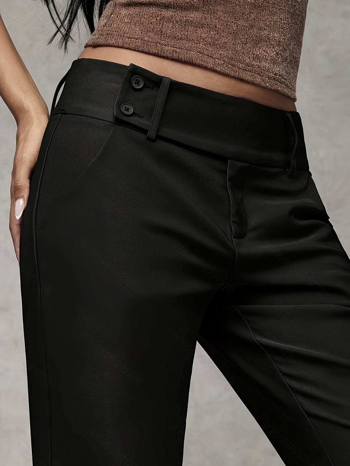 Pantaloni donna ampi a vita alta con bottoni