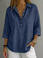 Blusa donna con abbottonatura e maniche 3/4