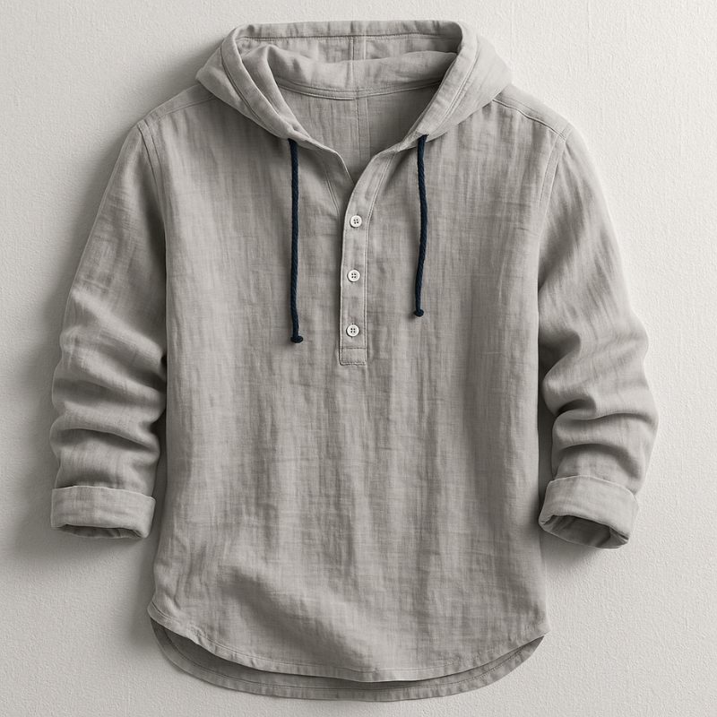 Camicia uomo in lino con cappuccio