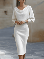 Gaia | Abito Midi Donna con Scollo Rotondo