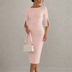 Abito midi donna con maniche in perle