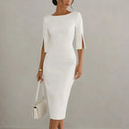 Abito midi donna con maniche in perle