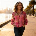 Francesca | Camicia Donna Vintage Stampata a Maniche Lunghe