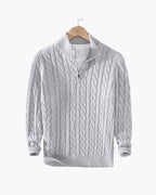 Maglione uomo con trecce e mezza zip