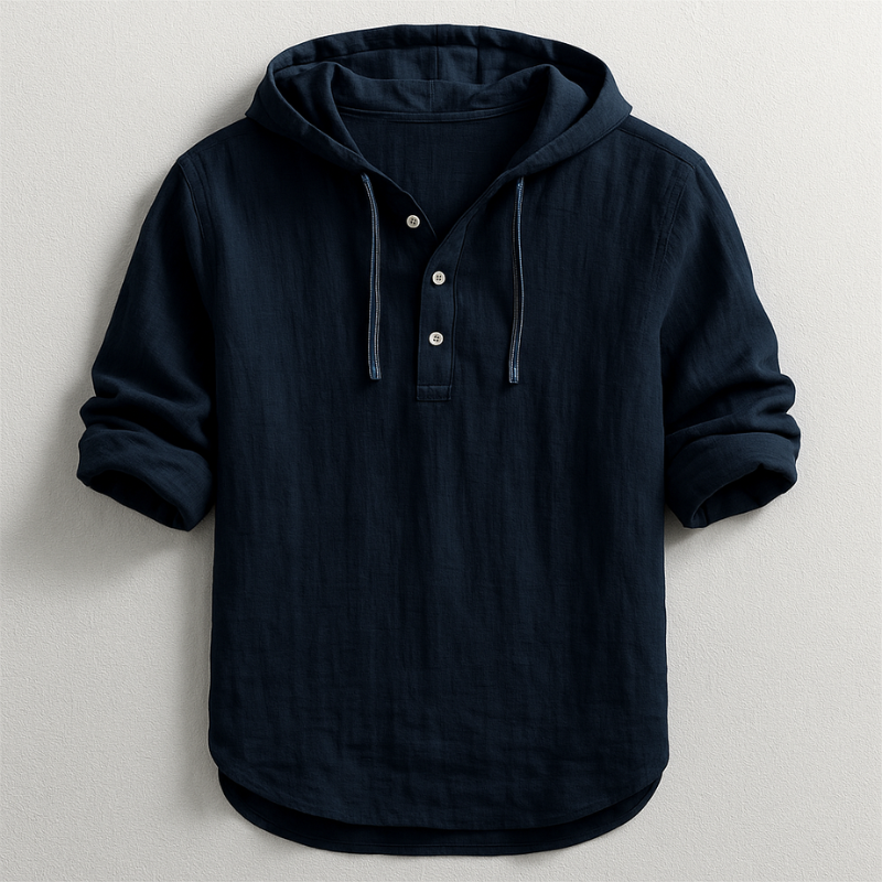 Camicia uomo in lino con cappuccio