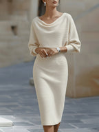 Gaia | Abito Midi Donna con Scollo Rotondo