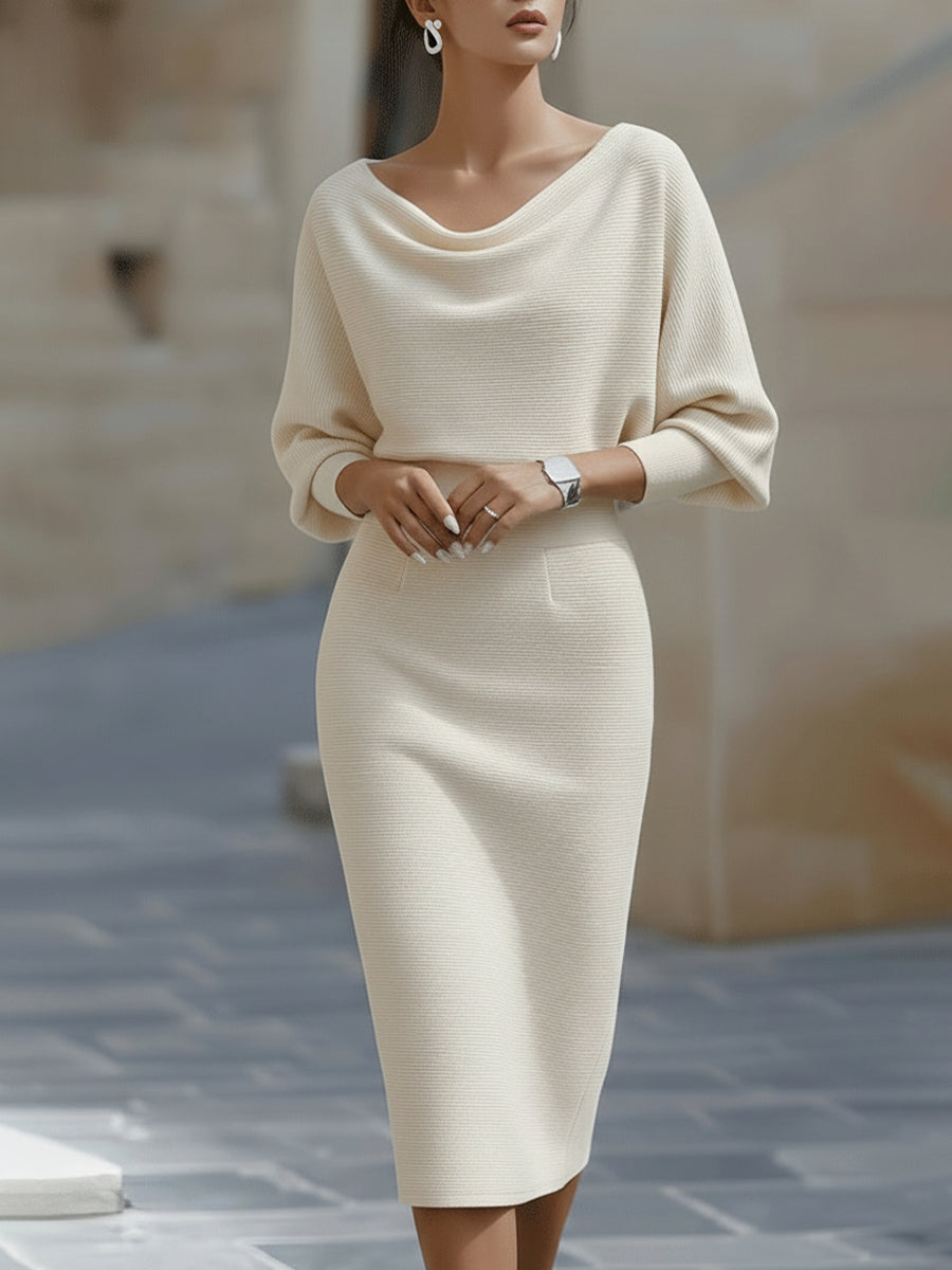 Gaia | Abito Midi Donna con Scollo Rotondo
