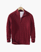 Maglione uomo con trecce e mezza zip
