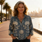 Francesca | Camicia Donna Vintage Stampata a Maniche Lunghe