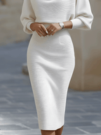 Gaia | Abito Midi Donna con Scollo Rotondo