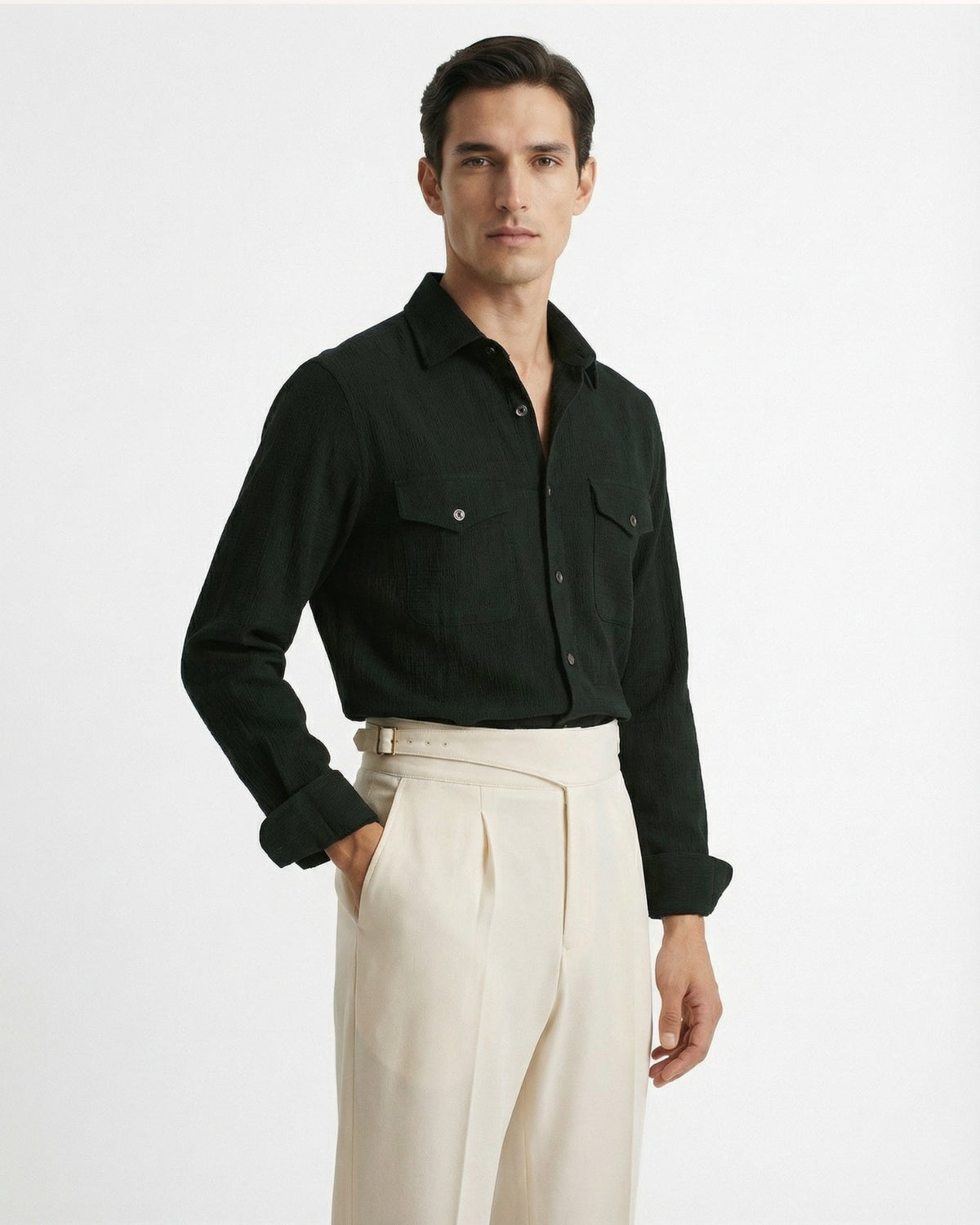 Pantaloni uomo da abito con pince e risvolto