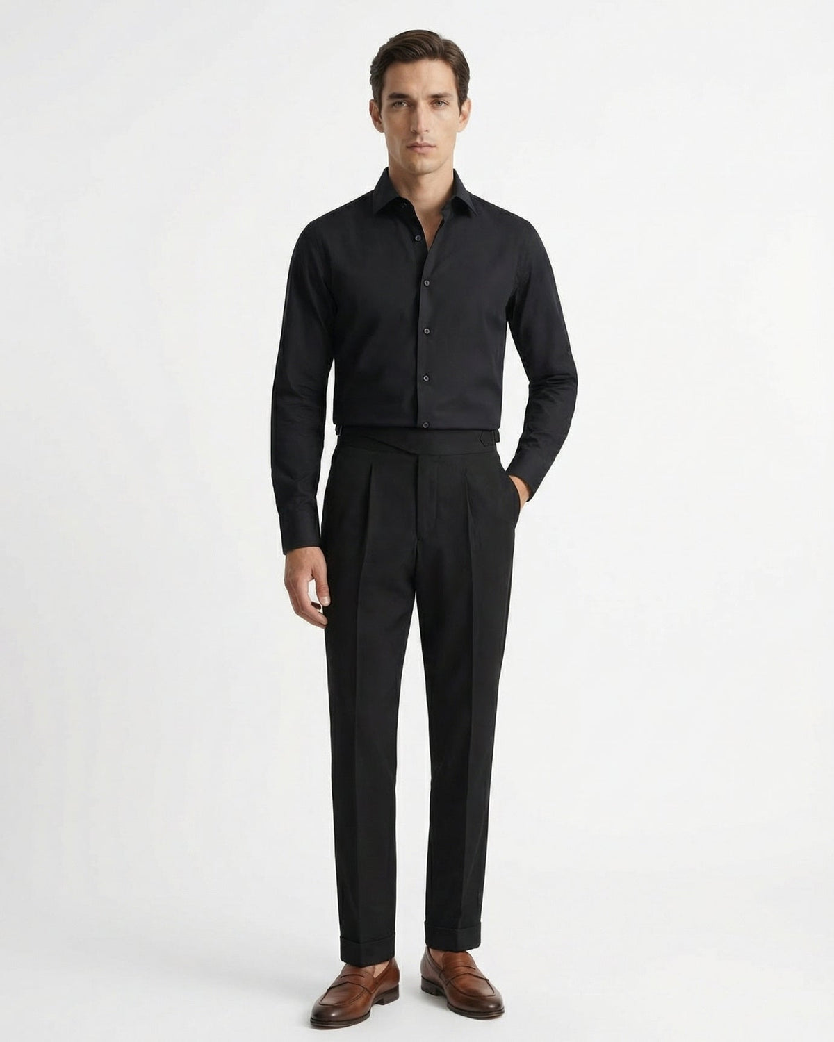 Pantaloni uomo da abito con pince e risvolto