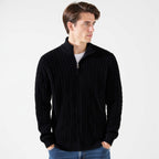 Maglione uomo con trecce e mezza zip