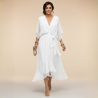 Adriana | Abito Midi Donna Fluido con Scollo a V e Vita Regolabile