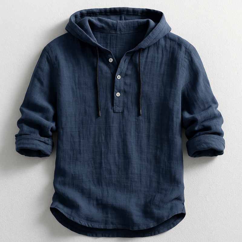 Camicia uomo in lino con cappuccio