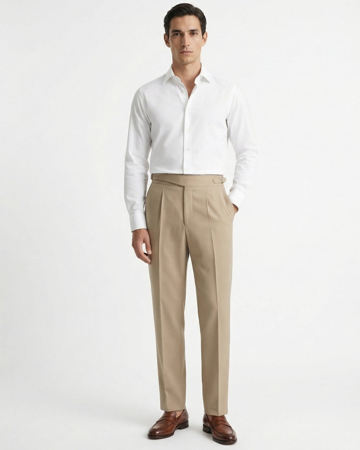 Pantaloni uomo da abito con pince e risvolto