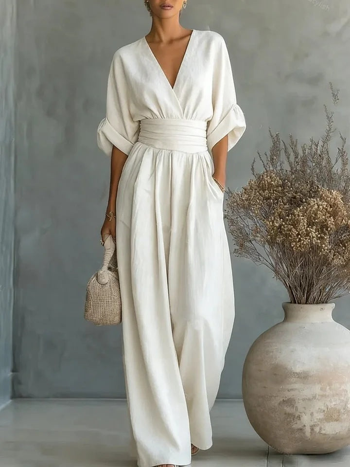 Veronica | Tuta Donna con Scollo a V e Pantaloni Larghi