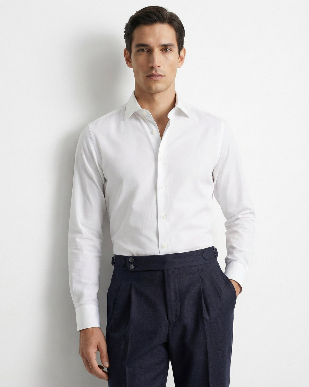 Pantaloni uomo taglio Napoli con pince e regolatori