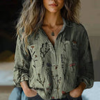 Francesca | Camicia Donna Vintage Stampata a Maniche Lunghe