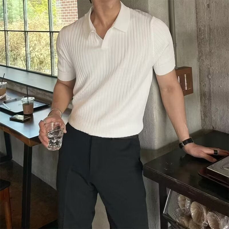 Polo uomo in maglia con maniche corte