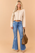Ludovica | Cardigan Donna Corto in Maglia con Bottoni