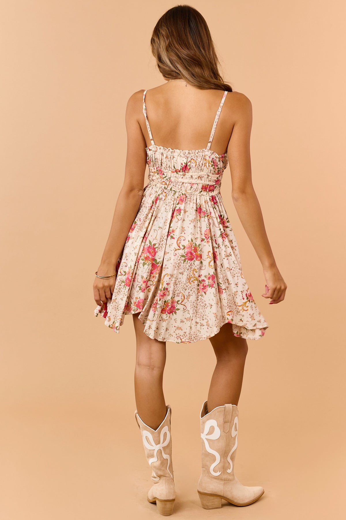 Eleonora | Abito Mini Donna Floreale con Scollo a V