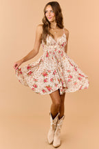 Eleonora | Abito Mini Donna Floreale con Scollo a V